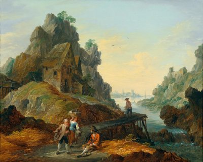 Paysage fluvial avec pêcheurs - Matthias de Visch  